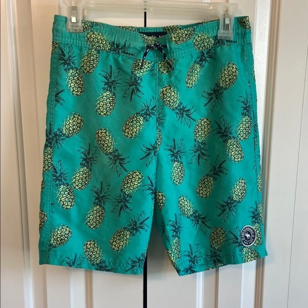 Abercrombie Kids Teal Pineapple Print Swim Trunks